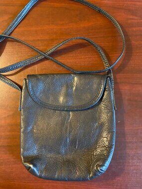 VTG Hobo International Black Leather Crossbody Vintage Mini Wallet Bag Purse